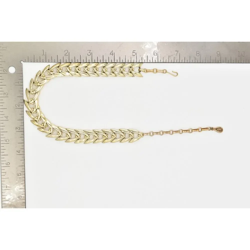 Coro Vintage Choker Necklace Linked Chain Gold Heavy Chunky Signed 1950s BinA17
